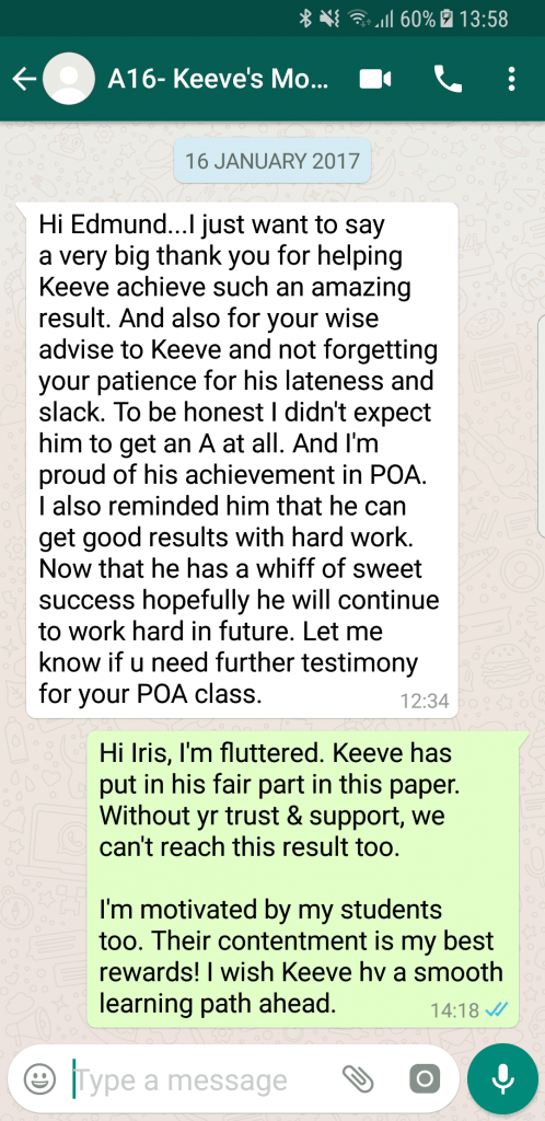 Screenshot of Whatsapp message by Keeve's Mom (Iris)-2017