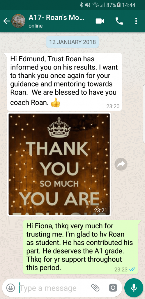 Screenshot of Whatsapp message by Roan's Mom (Fiona)-2018