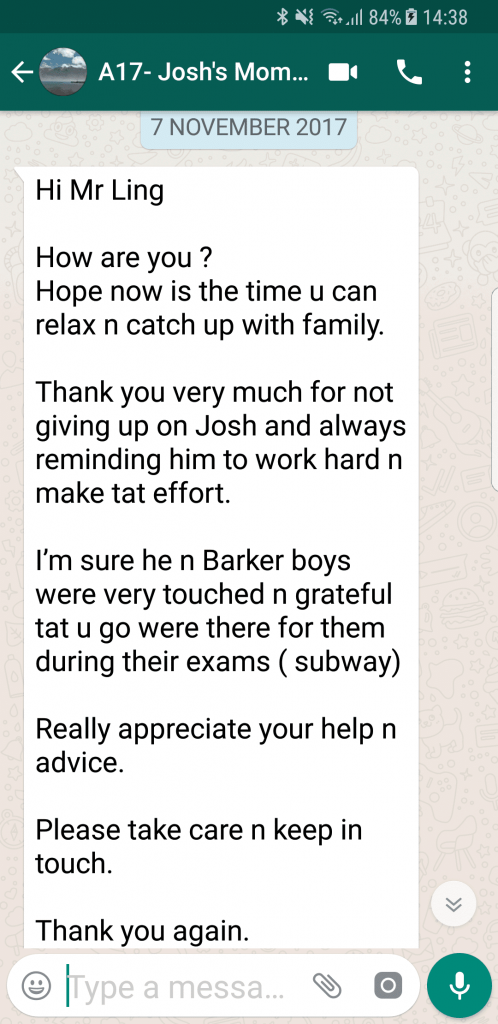 Screenshot of Whatsapp message by Josh's Mom (Windy)-2017