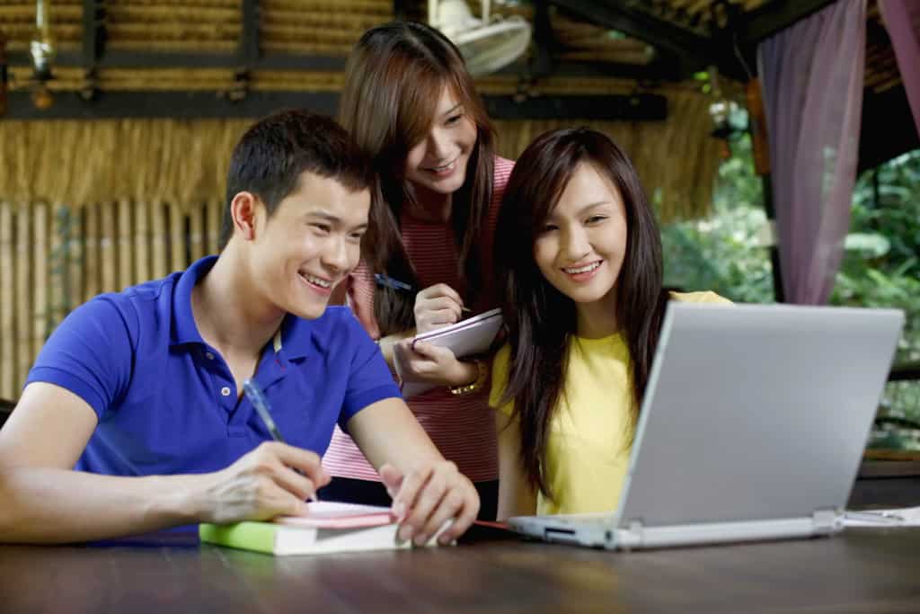 students studying together